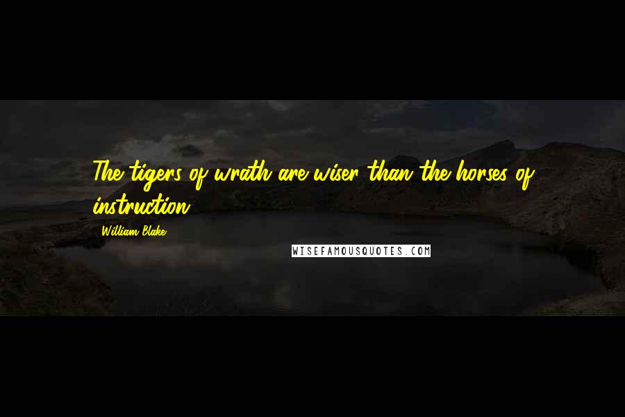 William Blake Quotes: The tigers of wrath are wiser than the horses of instruction.