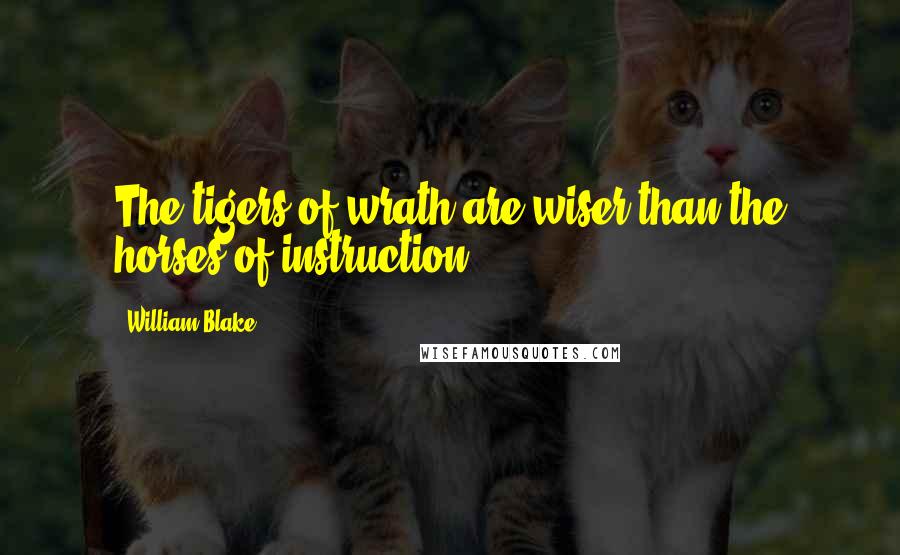 William Blake Quotes: The tigers of wrath are wiser than the horses of instruction.