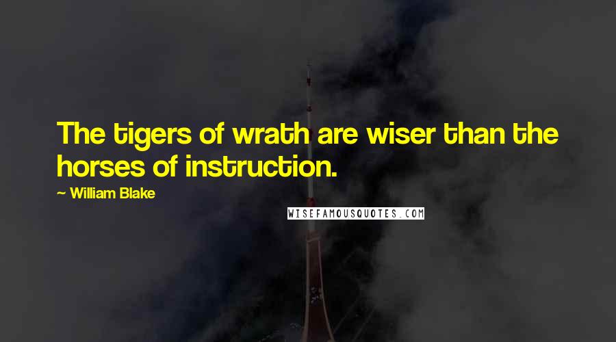 William Blake Quotes: The tigers of wrath are wiser than the horses of instruction.