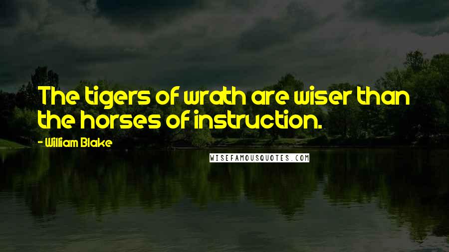 William Blake Quotes: The tigers of wrath are wiser than the horses of instruction.