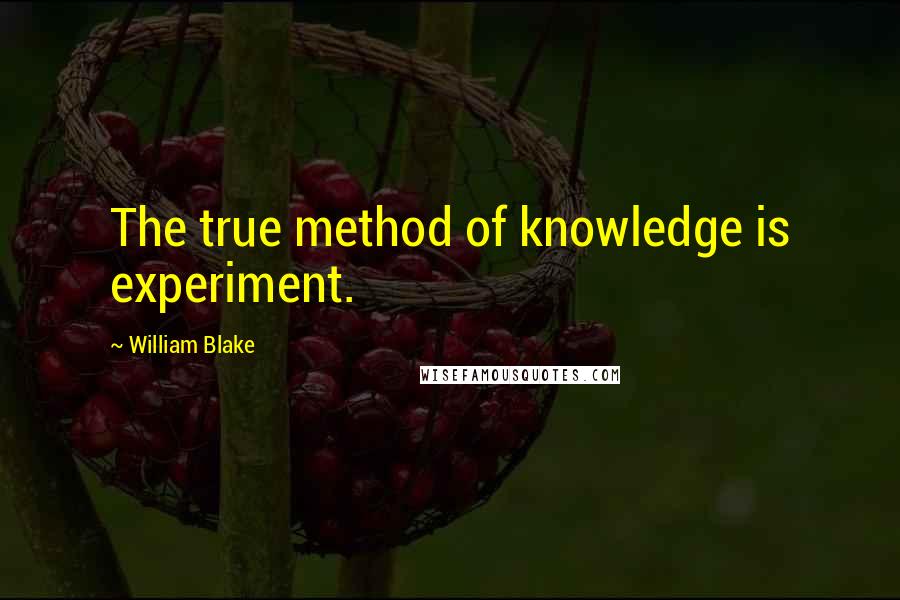 William Blake Quotes: The true method of knowledge is experiment.