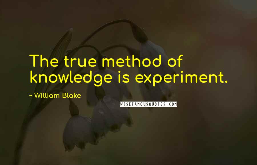 William Blake Quotes: The true method of knowledge is experiment.