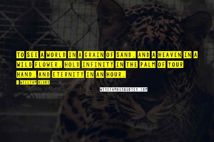 William Blake Quotes: To see a world in a grain of sand, and a heaven in a wild flower, hold infinity in the palm of your hand, and eternity in an hour.