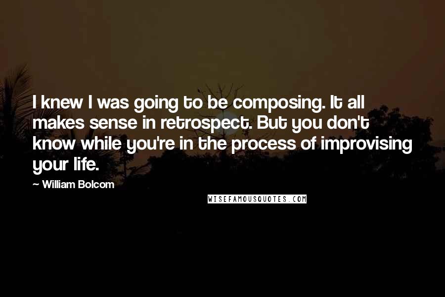 William Bolcom Quotes: I knew I was going to be composing. It all makes sense in retrospect. But you don't know while you're in the process of improvising your life.