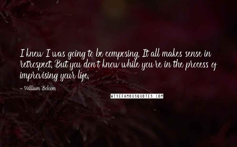 William Bolcom Quotes: I knew I was going to be composing. It all makes sense in retrospect. But you don't know while you're in the process of improvising your life.