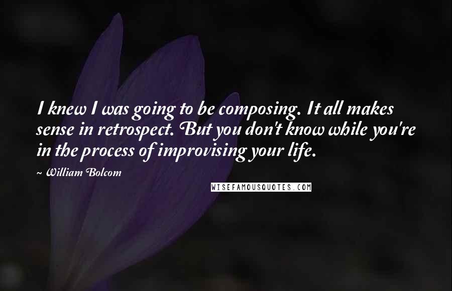William Bolcom Quotes: I knew I was going to be composing. It all makes sense in retrospect. But you don't know while you're in the process of improvising your life.