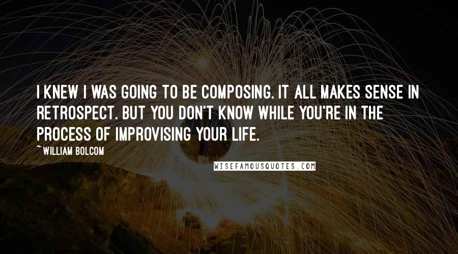 William Bolcom Quotes: I knew I was going to be composing. It all makes sense in retrospect. But you don't know while you're in the process of improvising your life.