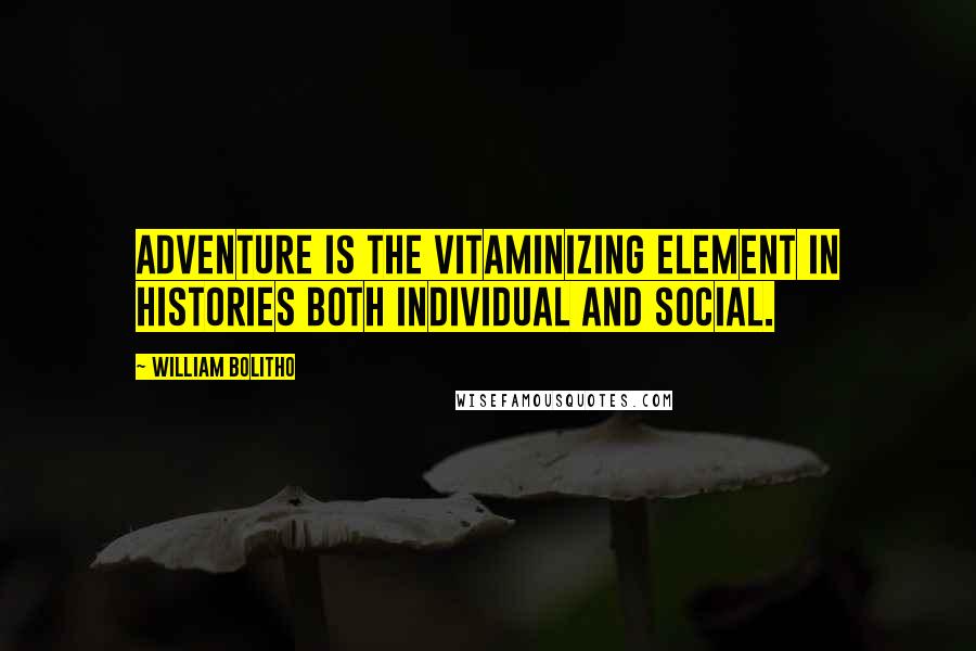 William Bolitho Quotes: Adventure is the vitaminizing element in histories both individual and social.