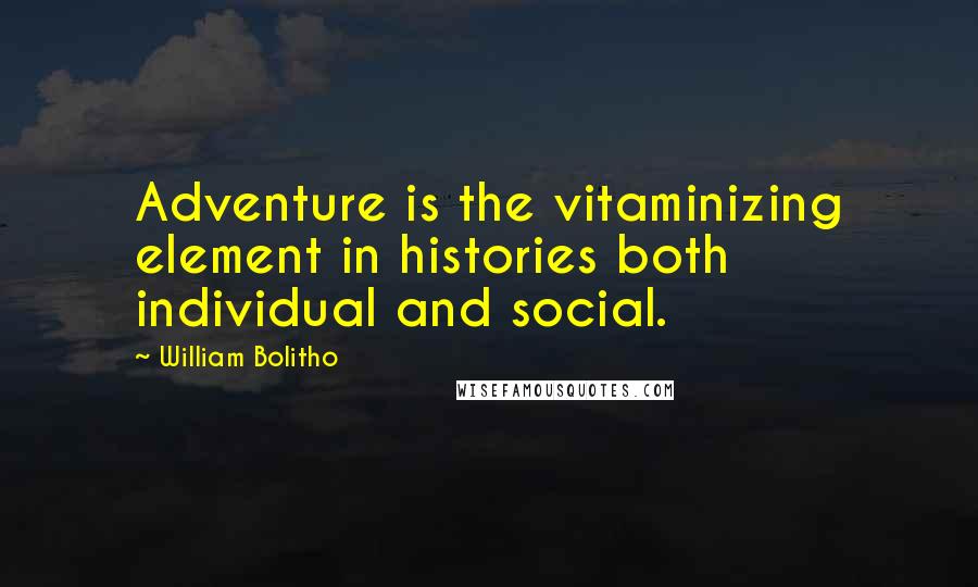 William Bolitho Quotes: Adventure is the vitaminizing element in histories both individual and social.