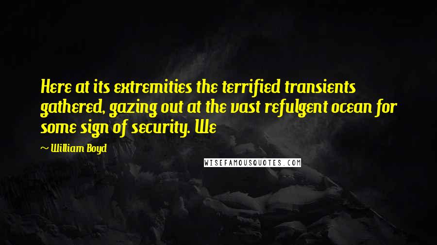 William Boyd Quotes: Here at its extremities the terrified transients gathered, gazing out at the vast refulgent ocean for some sign of security. We