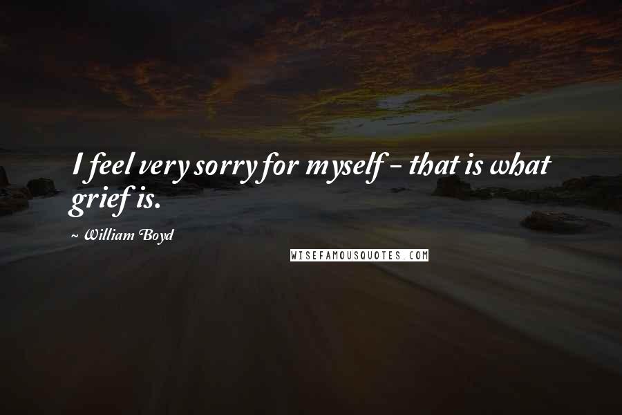 William Boyd Quotes: I feel very sorry for myself - that is what grief is.