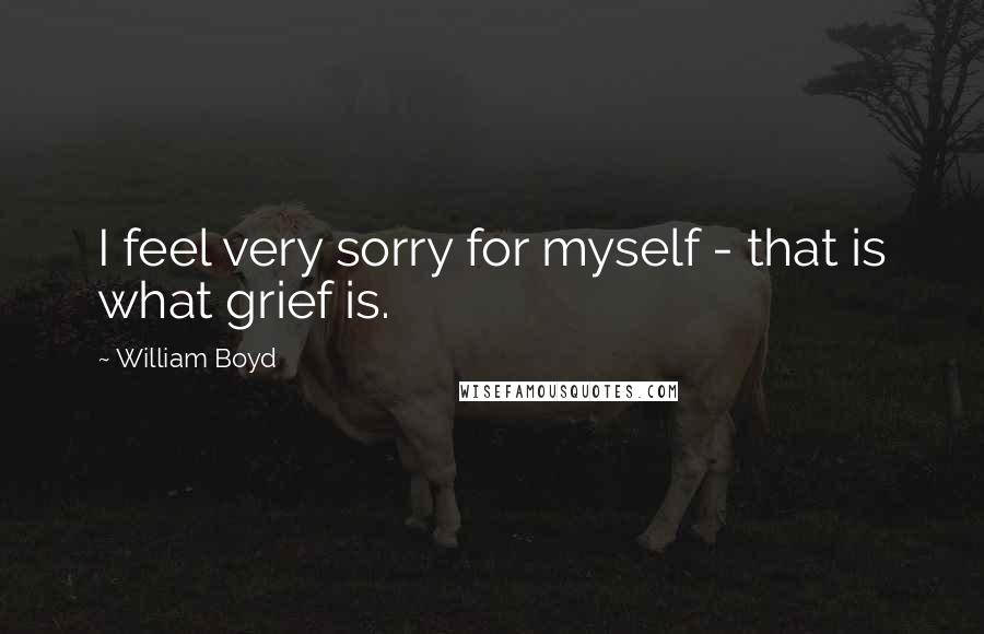 William Boyd Quotes: I feel very sorry for myself - that is what grief is.