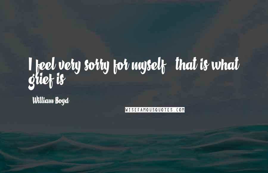 William Boyd Quotes: I feel very sorry for myself - that is what grief is.