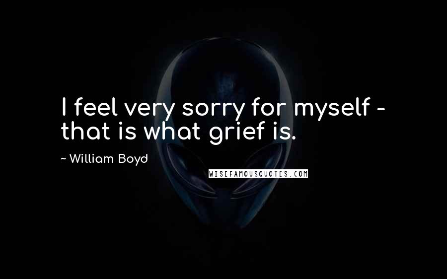 William Boyd Quotes: I feel very sorry for myself - that is what grief is.