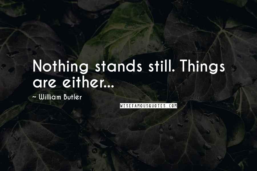 William Butler Quotes: Nothing stands still. Things are either...