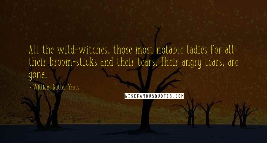 William Butler Yeats Quotes: All the wild-witches, those most notable ladies For all their broom-sticks and their tears, Their angry tears, are gone.