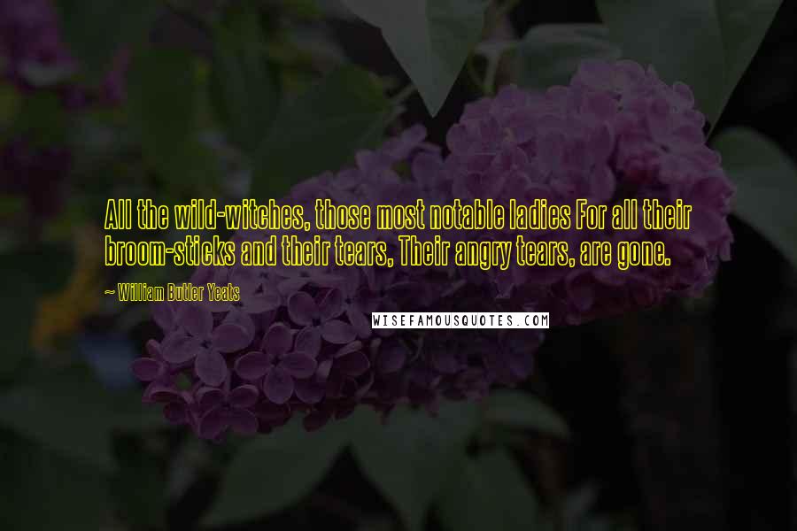 William Butler Yeats Quotes: All the wild-witches, those most notable ladies For all their broom-sticks and their tears, Their angry tears, are gone.