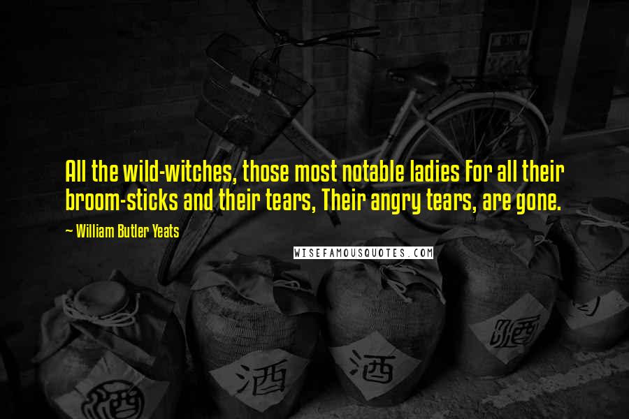 William Butler Yeats Quotes: All the wild-witches, those most notable ladies For all their broom-sticks and their tears, Their angry tears, are gone.