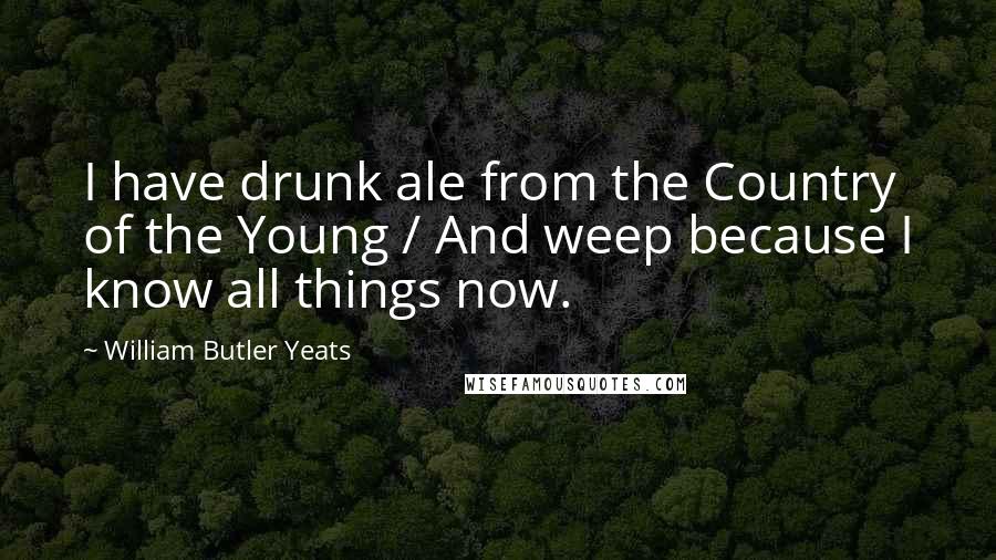 William Butler Yeats Quotes: I have drunk ale from the Country of the Young / And weep because I know all things now.