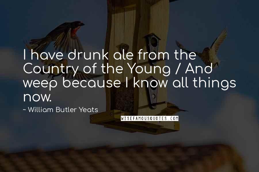 William Butler Yeats Quotes: I have drunk ale from the Country of the Young / And weep because I know all things now.