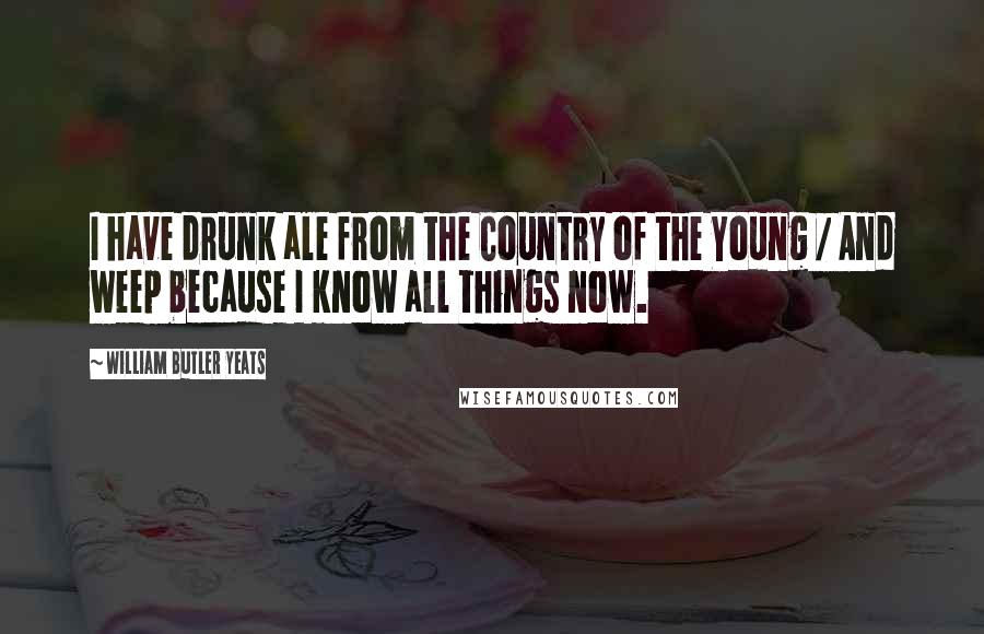 William Butler Yeats Quotes: I have drunk ale from the Country of the Young / And weep because I know all things now.