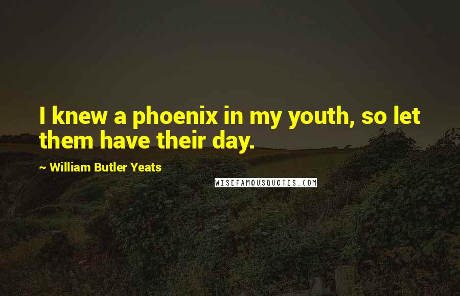 William Butler Yeats Quotes: I knew a phoenix in my youth, so let them have their day.