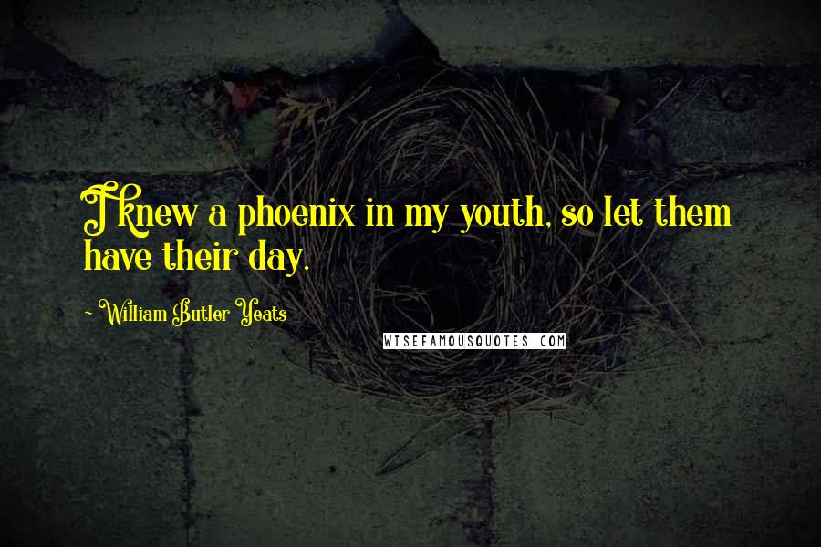 William Butler Yeats Quotes: I knew a phoenix in my youth, so let them have their day.