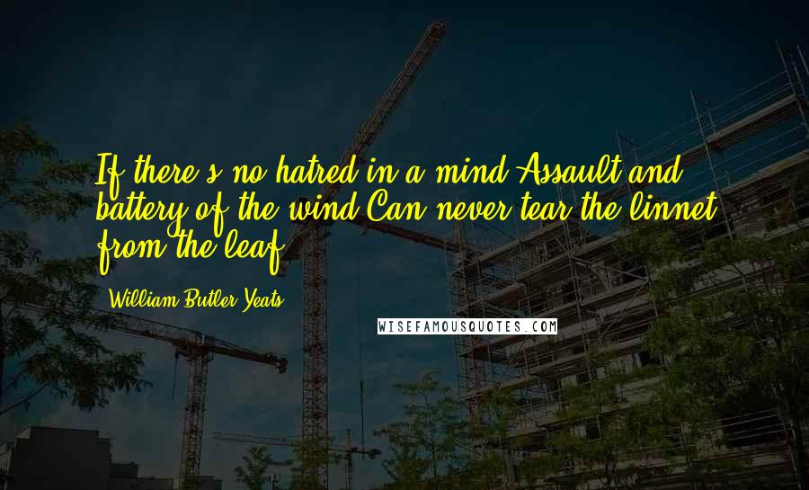 William Butler Yeats Quotes: If there's no hatred in a mind Assault and battery of the wind Can never tear the linnet from the leaf