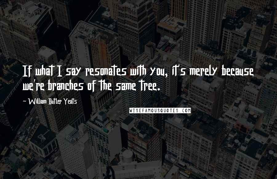 William Butler Yeats Quotes: If what I say resonates with you, it's merely because we're branches of the same tree.