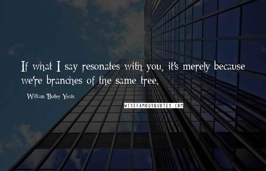 William Butler Yeats Quotes: If what I say resonates with you, it's merely because we're branches of the same tree.