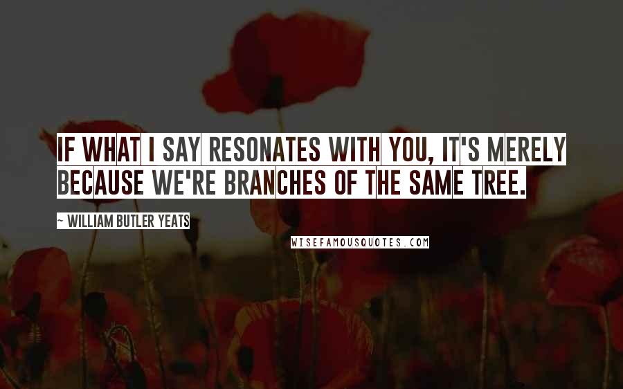 William Butler Yeats Quotes: If what I say resonates with you, it's merely because we're branches of the same tree.