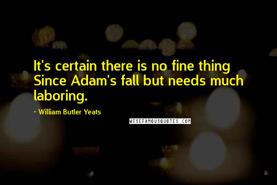 William Butler Yeats Quotes: It's certain there is no fine thing Since Adam's fall but needs much laboring.