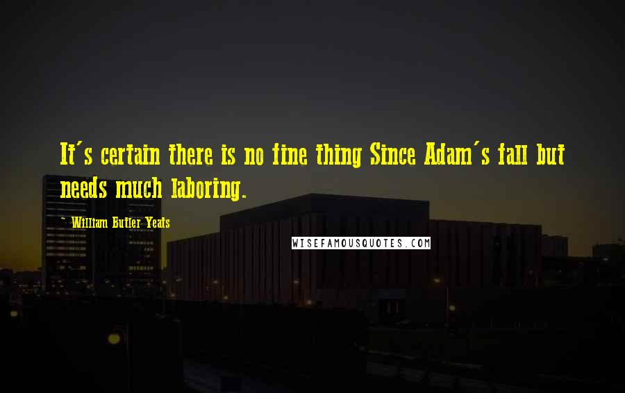 William Butler Yeats Quotes: It's certain there is no fine thing Since Adam's fall but needs much laboring.