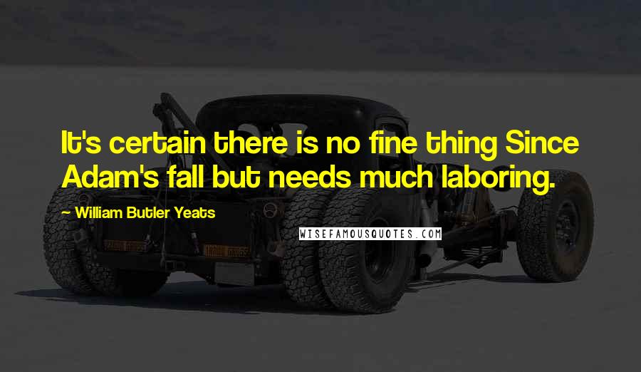 William Butler Yeats Quotes: It's certain there is no fine thing Since Adam's fall but needs much laboring.