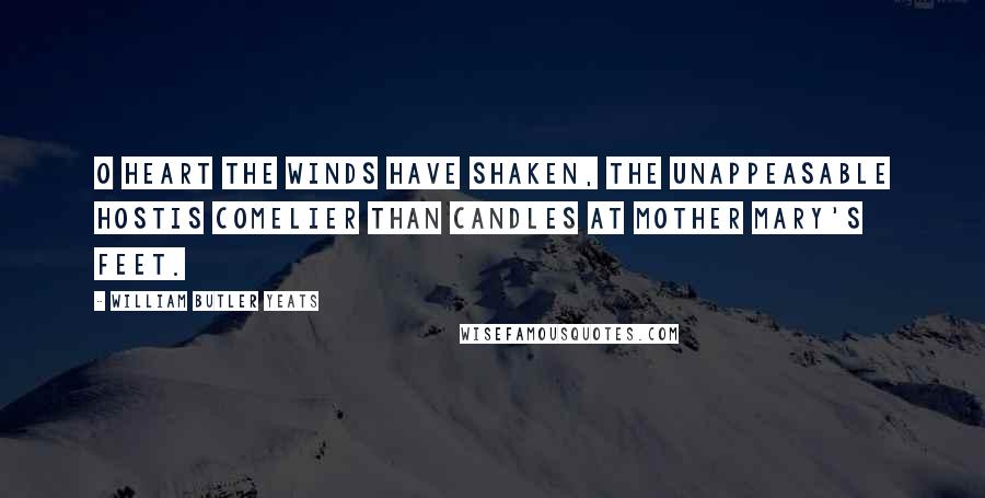 William Butler Yeats Quotes: O heart the winds have shaken, the unappeasable hostIs comelier than candles at Mother Mary's feet.
