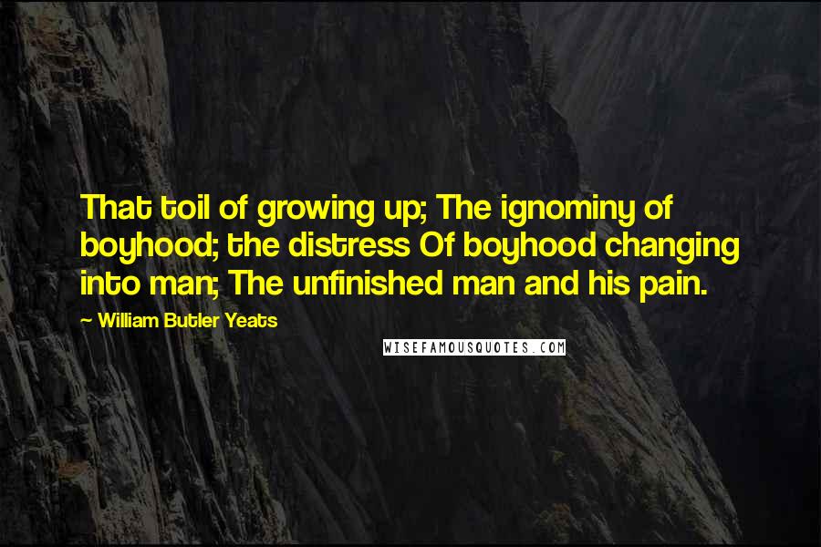 William Butler Yeats Quotes: That toil of growing up; The ignominy of boyhood; the distress Of boyhood changing into man; The unfinished man and his pain.