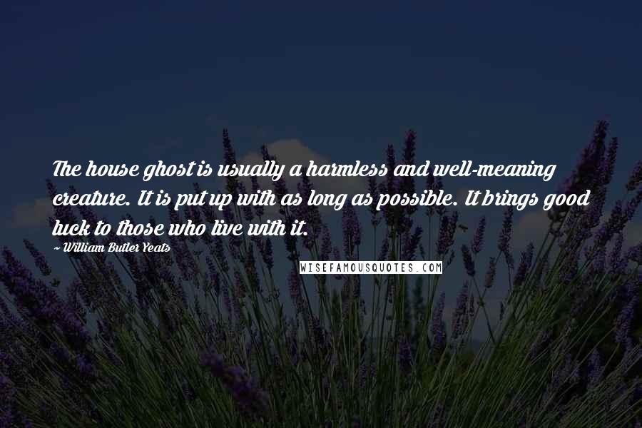 William Butler Yeats Quotes: The house ghost is usually a harmless and well-meaning creature. It is put up with as long as possible. It brings good luck to those who live with it.
