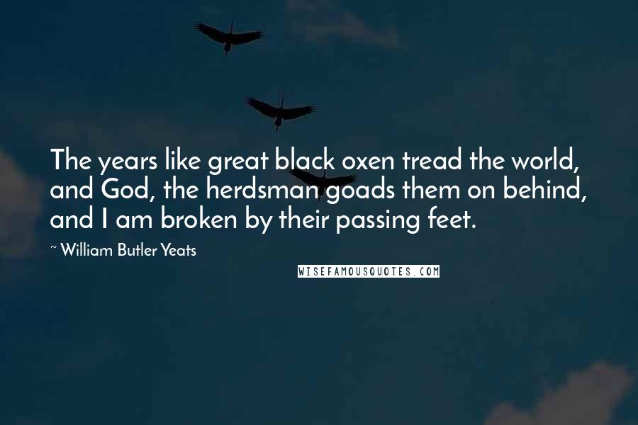 William Butler Yeats Quotes: The years like great black oxen tread the world, and God, the herdsman goads them on behind, and I am broken by their passing feet.