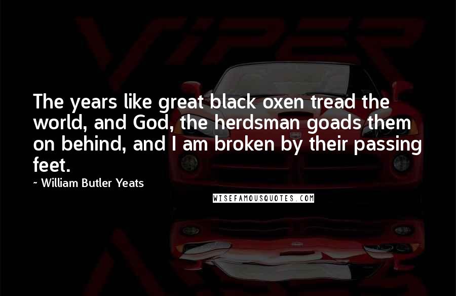 William Butler Yeats Quotes: The years like great black oxen tread the world, and God, the herdsman goads them on behind, and I am broken by their passing feet.