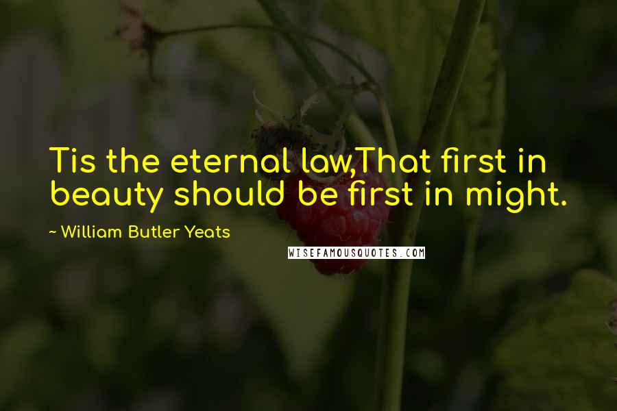 William Butler Yeats Quotes: Tis the eternal law,That first in beauty should be first in might.