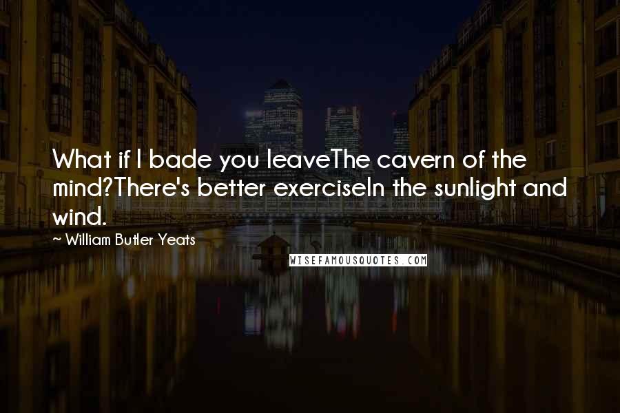 William Butler Yeats Quotes: What if I bade you leaveThe cavern of the mind?There's better exerciseIn the sunlight and wind.