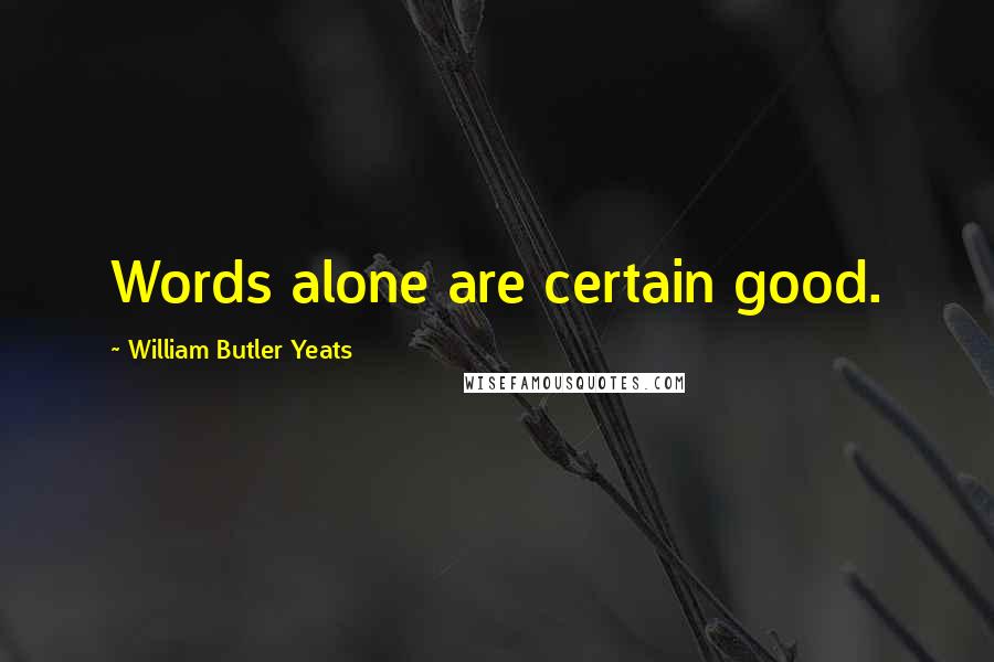 William Butler Yeats Quotes: Words alone are certain good.
