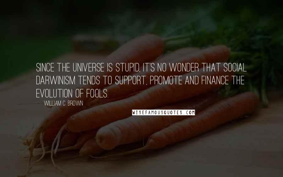 William C. Brown Quotes: Since the universe is stupid, it's no wonder that social Darwinism tends to support, promote and finance the evolution of fools.