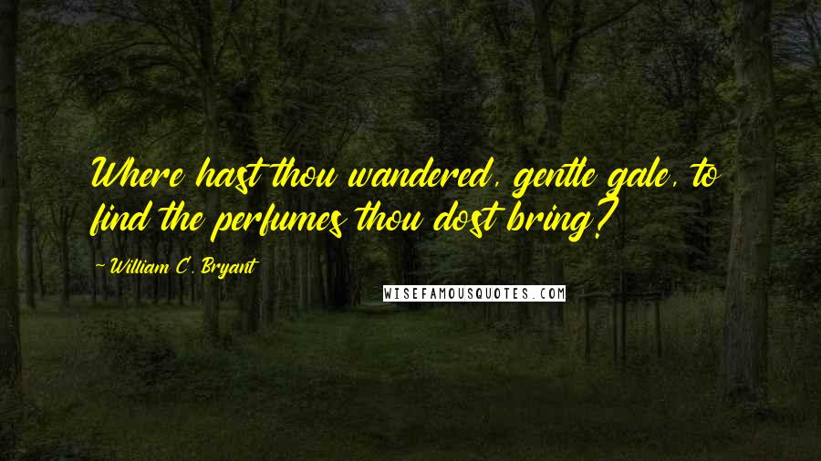 William C. Bryant Quotes: Where hast thou wandered, gentle gale, to find the perfumes thou dost bring?