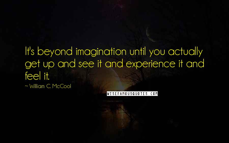 William C. McCool Quotes: It's beyond imagination until you actually get up and see it and experience it and feel it.