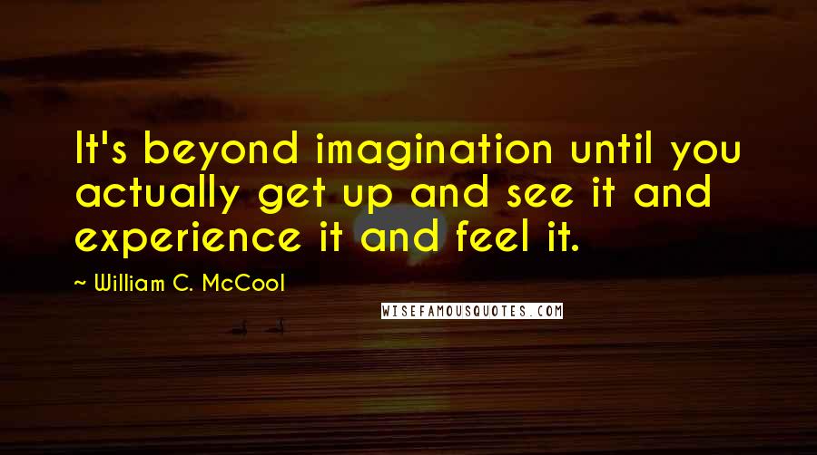 William C. McCool Quotes: It's beyond imagination until you actually get up and see it and experience it and feel it.