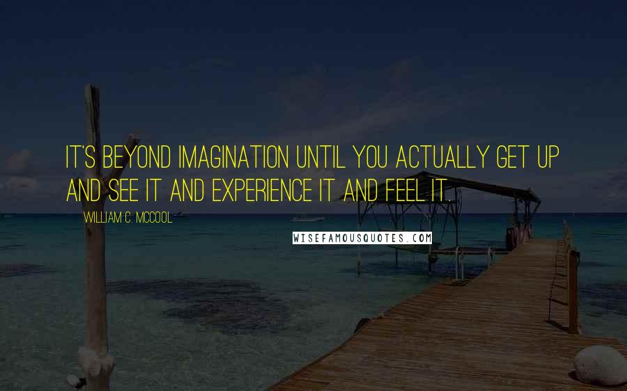 William C. McCool Quotes: It's beyond imagination until you actually get up and see it and experience it and feel it.