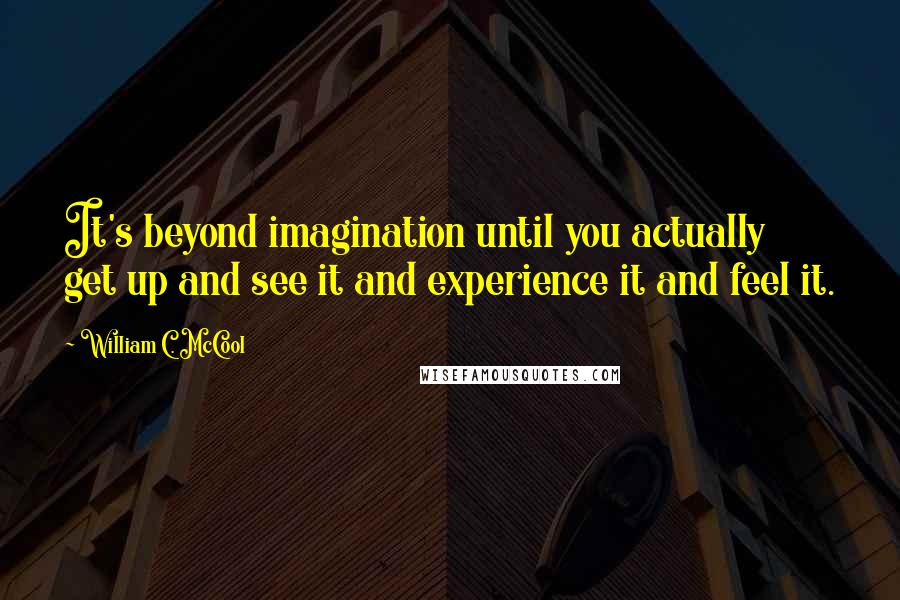 William C. McCool Quotes: It's beyond imagination until you actually get up and see it and experience it and feel it.