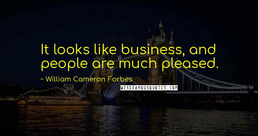 William Cameron Forbes Quotes: It looks like business, and people are much pleased.