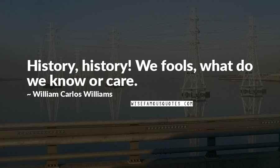 William Carlos Williams Quotes: History, history! We fools, what do we know or care.